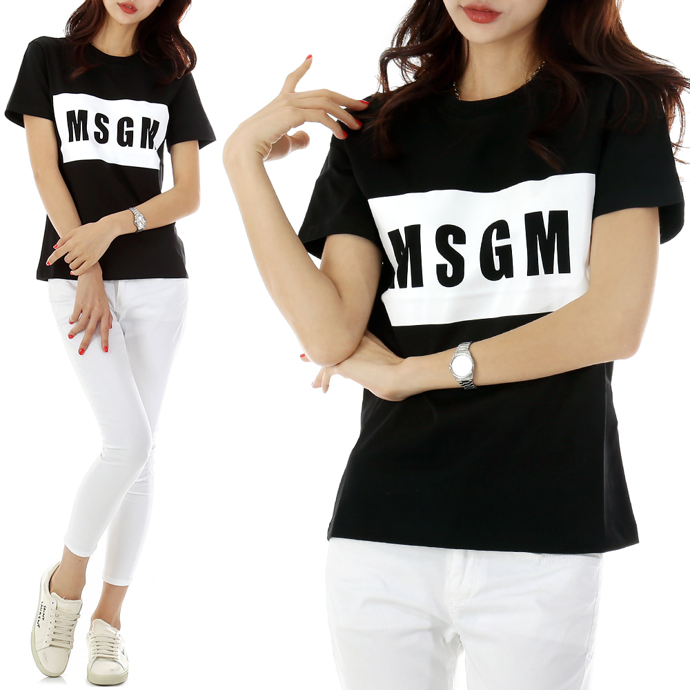 [XS사이즈구매가능] MSGM 19FW 2741MDM95 블랙 로고 반팔 티셔츠톰브라운,몽클레어