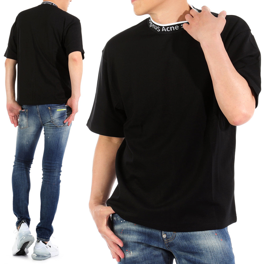 [XS사이즈구매가능] 아크네 BL0141 블랙 로고 넥 티셔츠톰브라운,몽클레어