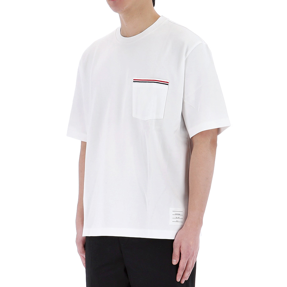 24SS 톰브라운 삼선 트리밍 포켓 오버핏 반팔 티셔츠 MJS183A 100톰브라운,몽클레어