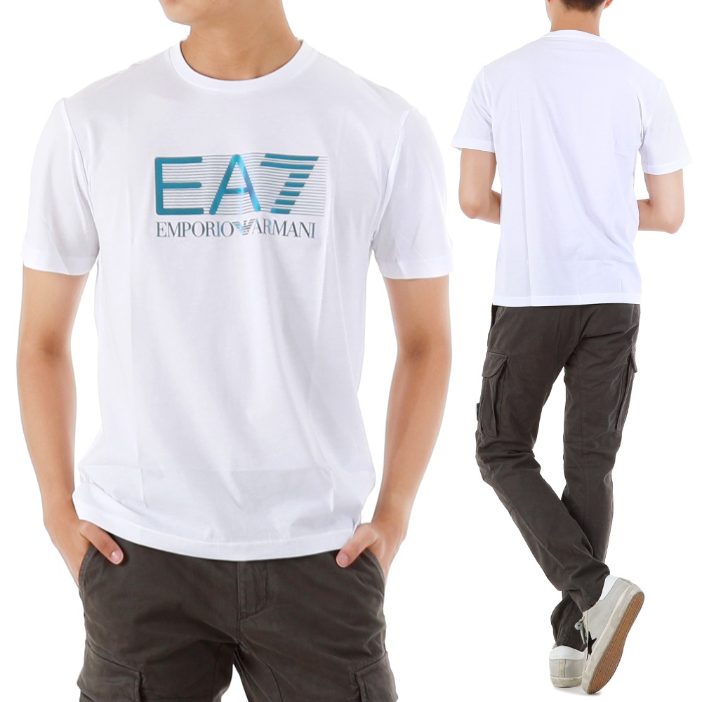아르마니 EA7 엠포리오 로고 프린트 반팔 티셔츠 6LPT81 1100톰브라운,몽클레어