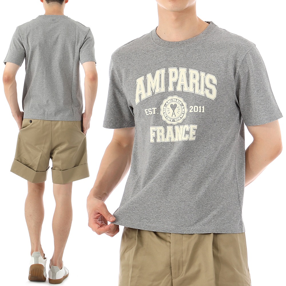 아미 AMI PARIS FRANCE 프린트 반팔 티셔츠 HTS010 055톰브라운,몽클레어