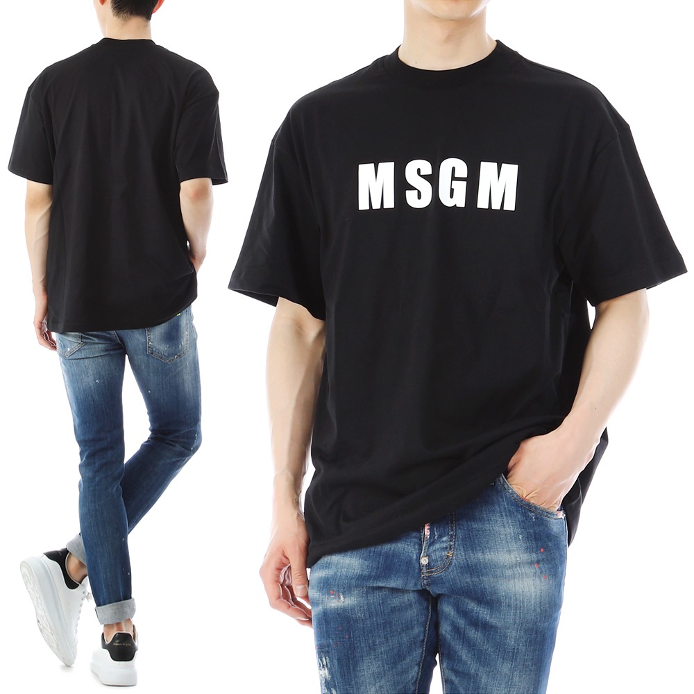 MSGM 로고 오버핏 반팔 티셔츠 3440MM163 99톰브라운,몽클레어