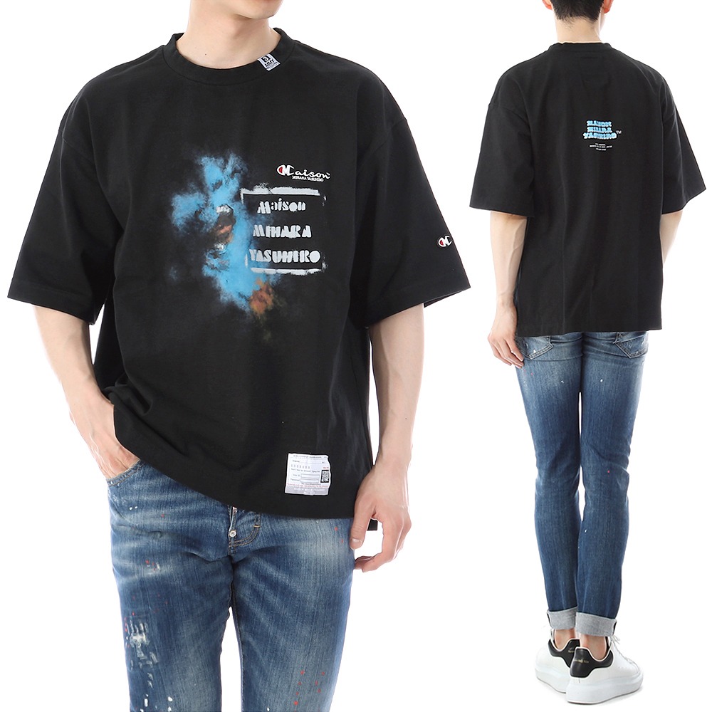 미하라야스히로 로고 그래픽 프린팅 오버핏 반팔 티셔츠 A10TS701 BLACK톰브라운,몽클레어