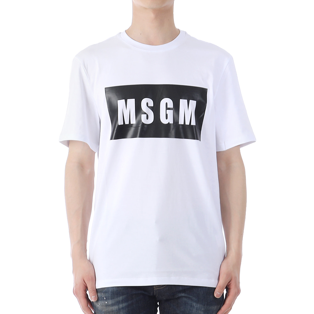 23SS MSGM 박스 로고 반팔 티셔츠 2000MM520 01