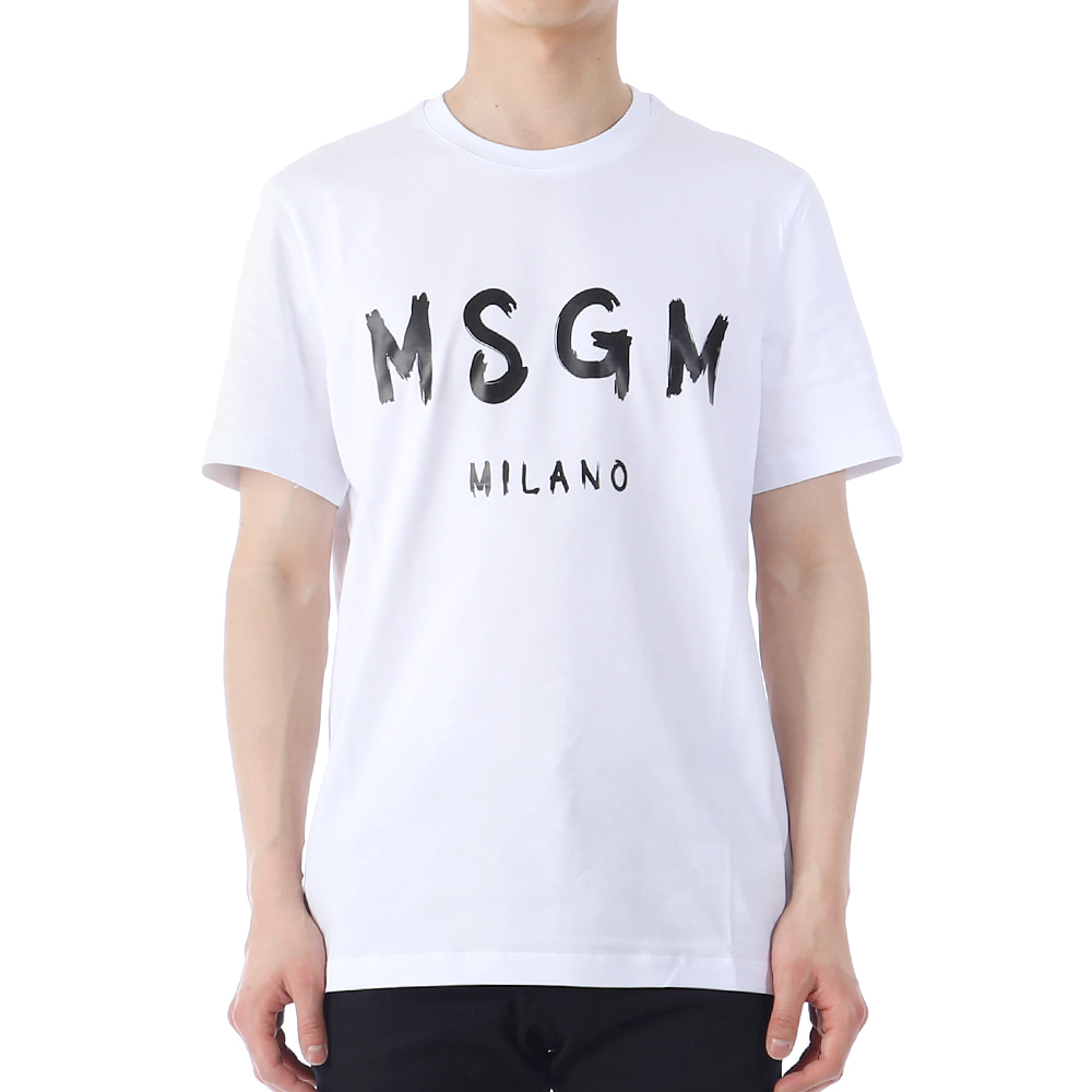 23SS MSGM 브러시드 로고 반팔 티셔츠 2000MM510 01