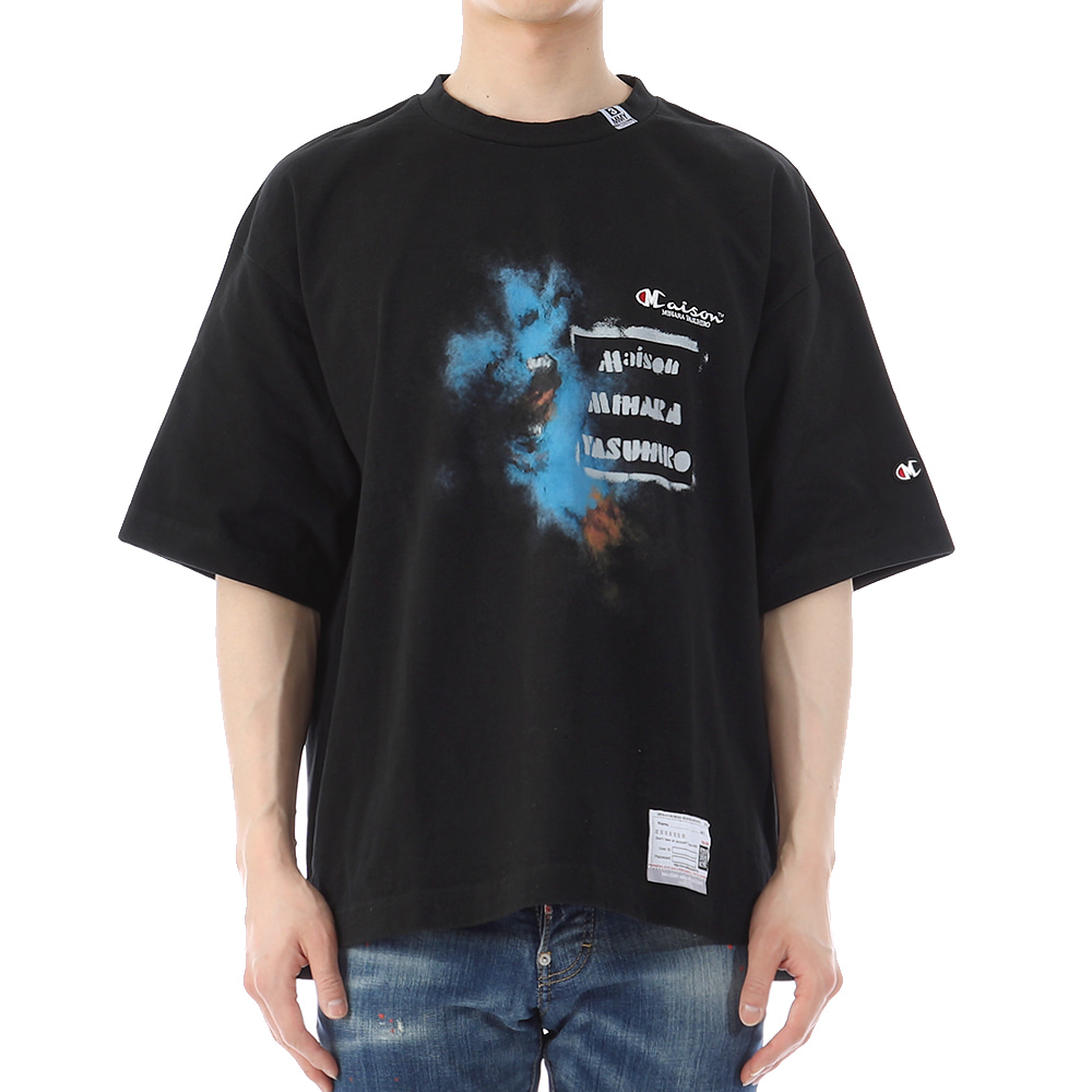 23SS 미하라야스히로 로고 그래픽 프린팅 오버핏 반팔 티셔츠 A10TS701 BLACK