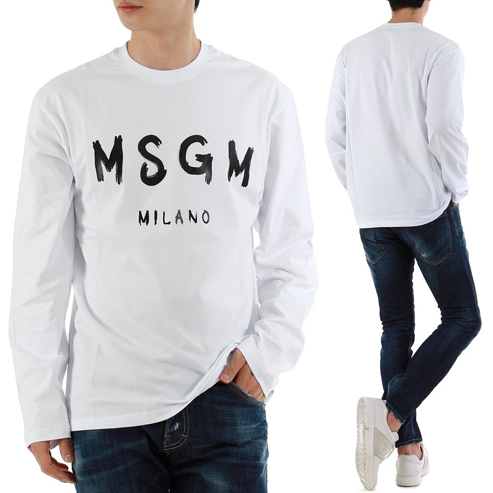 MSGM 브러시드 로고 티셔츠 2000MM511 01