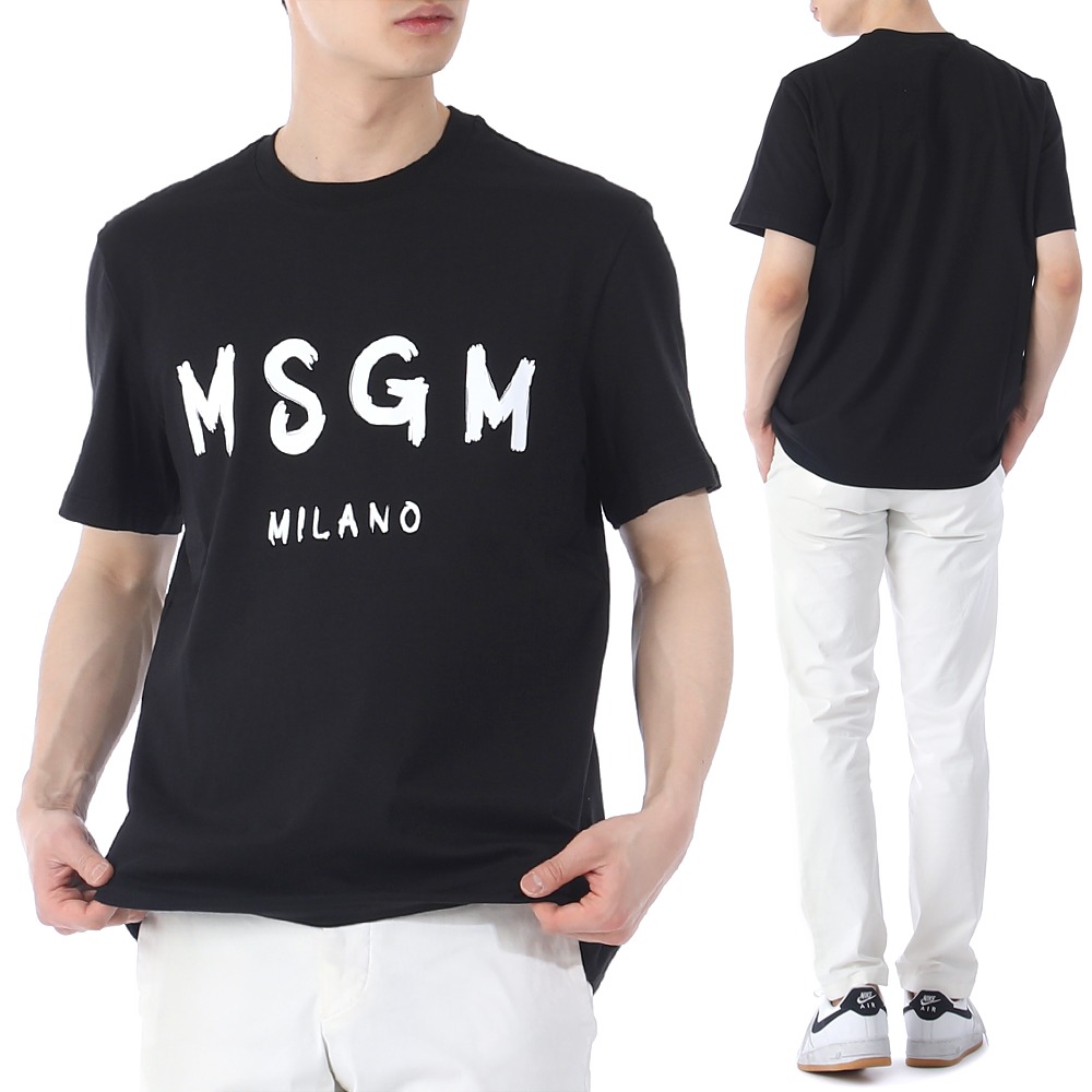 23SS MSGM 브러시드 로고 반팔 티셔츠 2000MM510 99