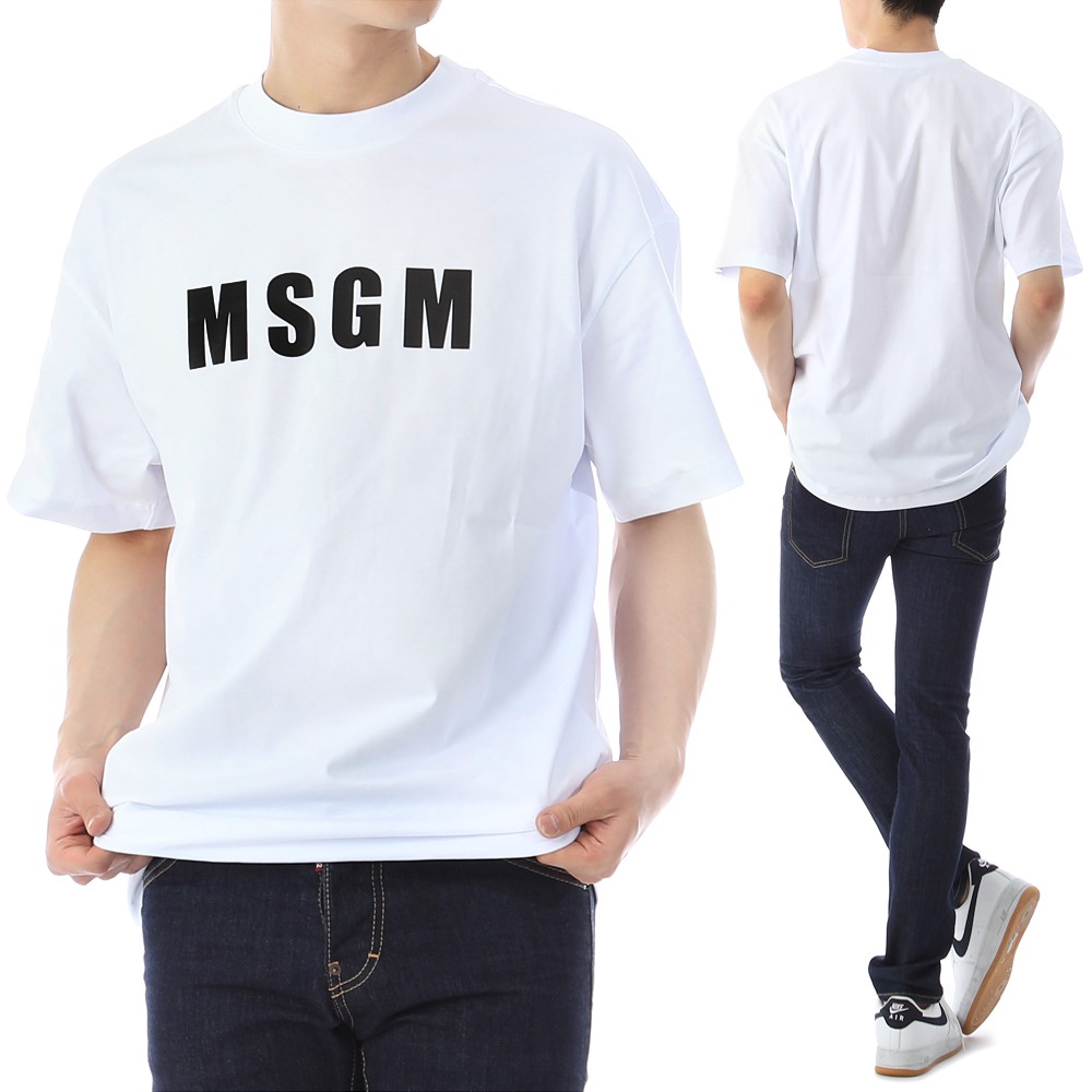 23SS MSGM 로고 오버핏 반팔 티셔츠 3440MM163 01